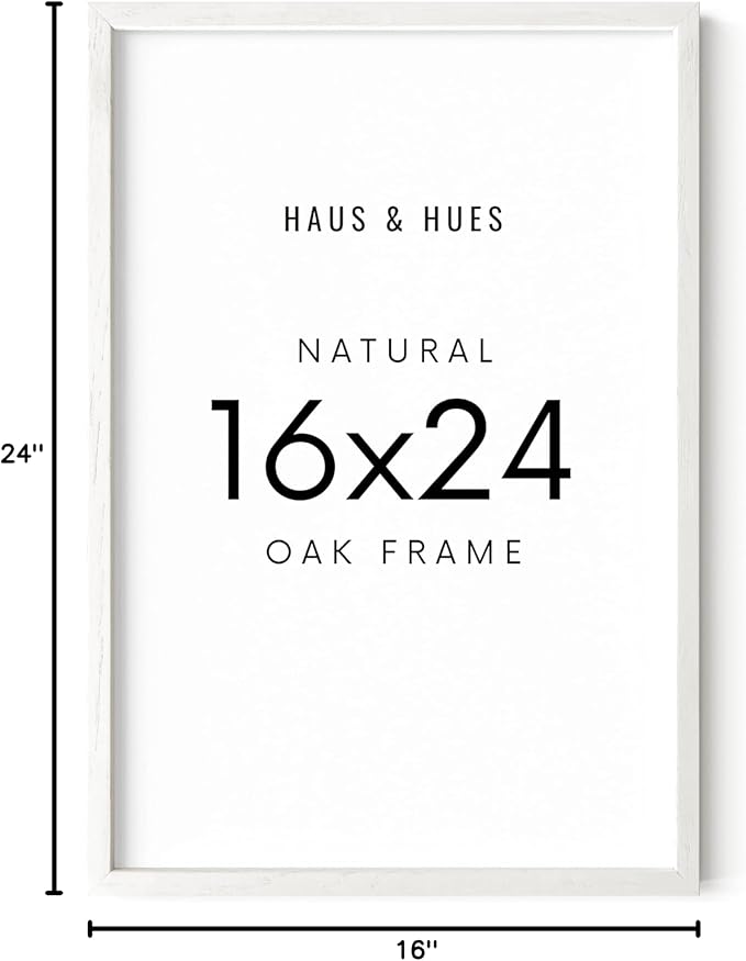 HAUS AND HUES White Oak Wood 16x24 Picture Frame - Natural Frame for Posters and Photos (White Oak Frame)