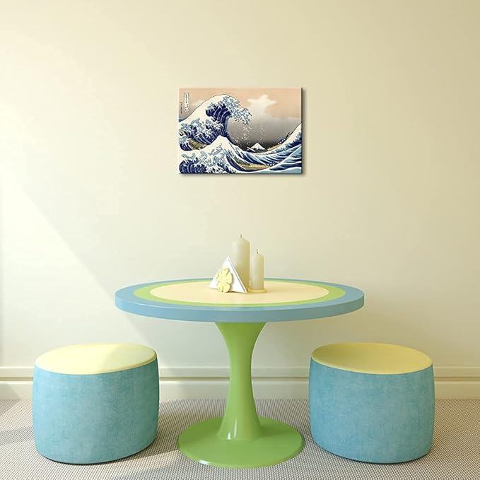 Wieco Art Great Wave of Kanagawa Katsushika Hokusai Modern Stretched and Framed Canvas Prints Artwork Abstract Landscape Pictures Paintings on Canvas Wall Art for Home Office Decorations Wall Decor