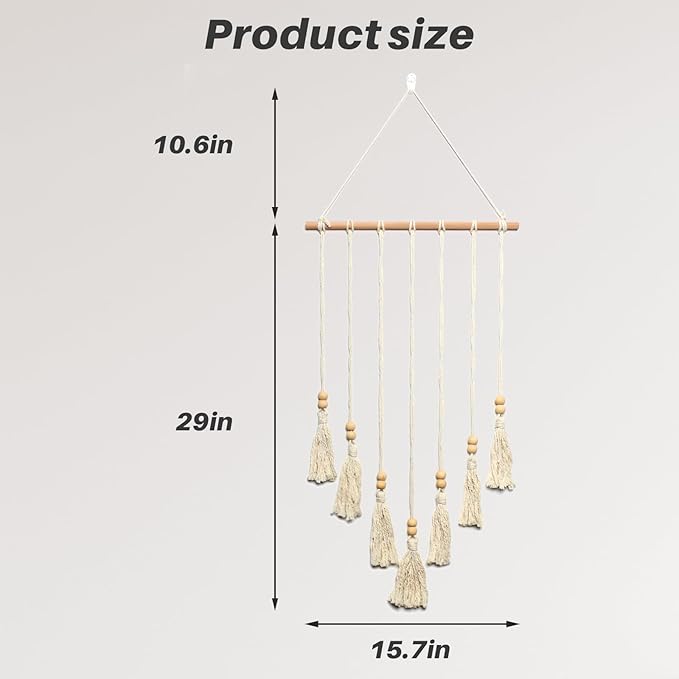 Hanging Photo Display Wall Decor Macrame Wall Hanging Boho Collage Picture Frames Decor for Dorm Bedroom Living Room Teen Girl Gifts-A