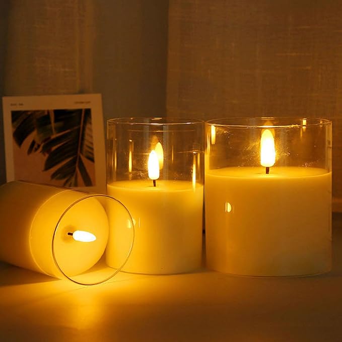 Hurricane Candle Holder,Open Ended Glass Candleholder Multiple Size Choices,Clear Cylinder Glass Candle Holder for Wedding Centerpieces, Home Decor(3pcs:4x4", 3pcs: 4x3.5")