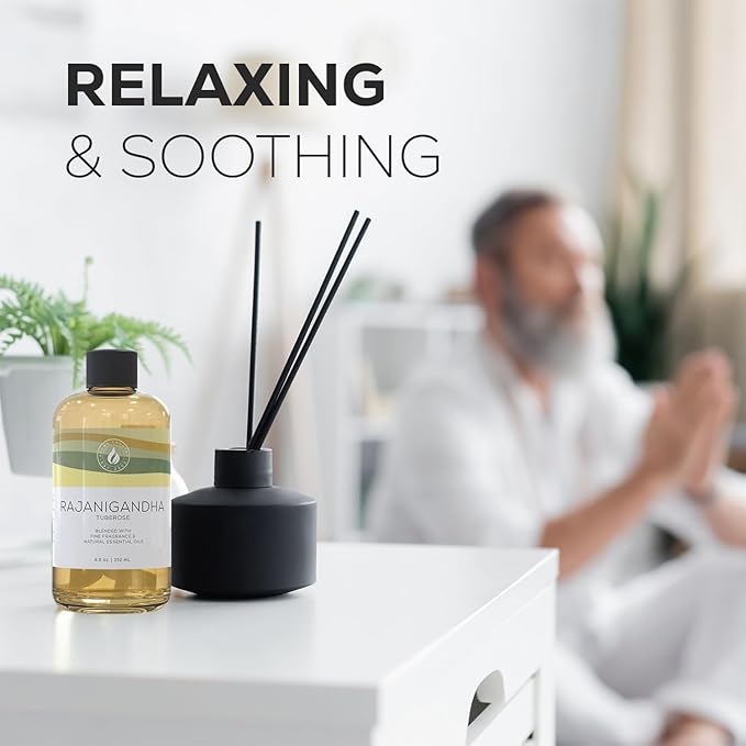 Aroma Country Rajanigandha (Tuberose) Luxury Diffuser Oil Refill & Fragrant Room Spray for Reed Diffusers, Electric Machines, and Oil Warmers (8.5 Fl. oz)