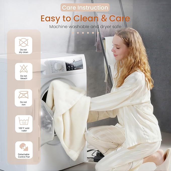 Heated Throw Blanket Electric Blanket with Built-in Button Controller 50"x60" One-Touch Ultra Cozy Soft Warm Heating Electric Blanket with 4 Heat Levels & 4 Hours Auto-Off Overheat Protection