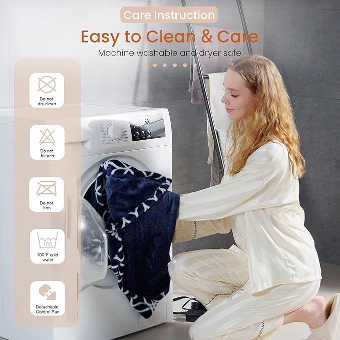 Heated Throw Blanket Electric Blanket with Built-in Button Controller 50"x60" One-Touch Ultra Cozy Soft Warm Heating Electric Blanket with 4 Heat Levels & 4 Hours Auto-Off Overheat