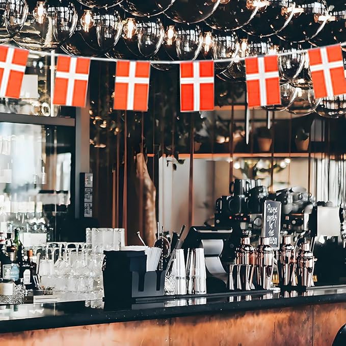 Denmark Flag Small Mini Danish Flag Banner Decorations for Parades, Parties, Classrooms, Gardens, and Festivals (Denmark)