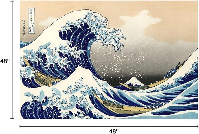 Wieco Art Great Wave of Kanagawa Katsushika Hokusai Extra Large Modern Gallery Wrapped Giclee Canvas Prints Abstract Seascape Sea Artwork Pictures Paintings on Canvas Wall Art for Home Decor XL
