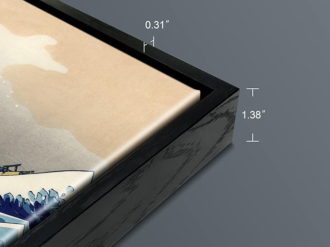 Wieco Art Extra Large Black Framed Art Great Wave of Kanagawa Katsushika Hokusai Canvas Prints Wall Art Abstract Seascape Paintings for Living Room Home Decorations