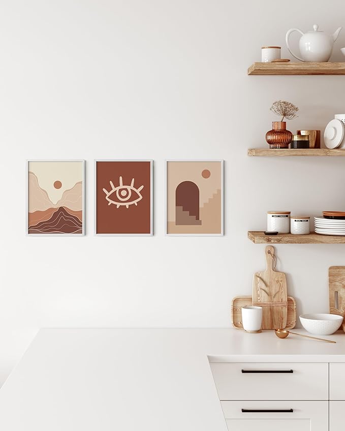 HAUS AND HUES 9x12 White Aluminum Frame Set of 3 - Vertical & Horizontal Hanging, Shatterproof Plexiglass (9x12 in, White)