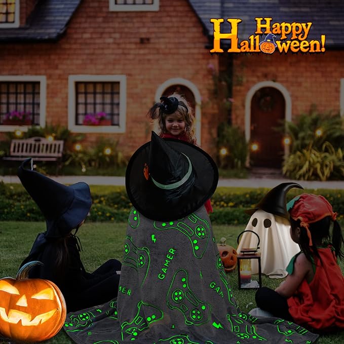 Glow in The Dark Blanket Game Controller Throw Blanket, Gamer Gifts Toys for Kids Boyfriend, Boys Teen Soft Cozy Gaming Blanket Gamer Gifts Game Decor Blankets for Home Bedroom 50"x60"