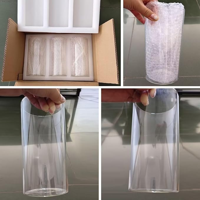 Humicane Candle Holder,Open Ended Glass Candleholder Multiple Size Choices,Clear Cylinder GlassCandle Holder for Wedding Centerpieces,Home Decor(3pcs:8x4", 3pcs: 8x3.5")