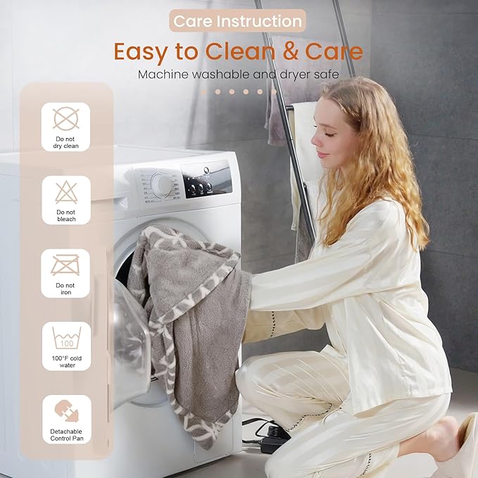 Heated Blanket Electric Throw Blanket with Built-in Button Controller 50"x60" One-Touch Ultra Cozy Soft Warm Heating Electric Blanket with 4 Heat Levels & 4 Hours Auto-Off Overheat Protection