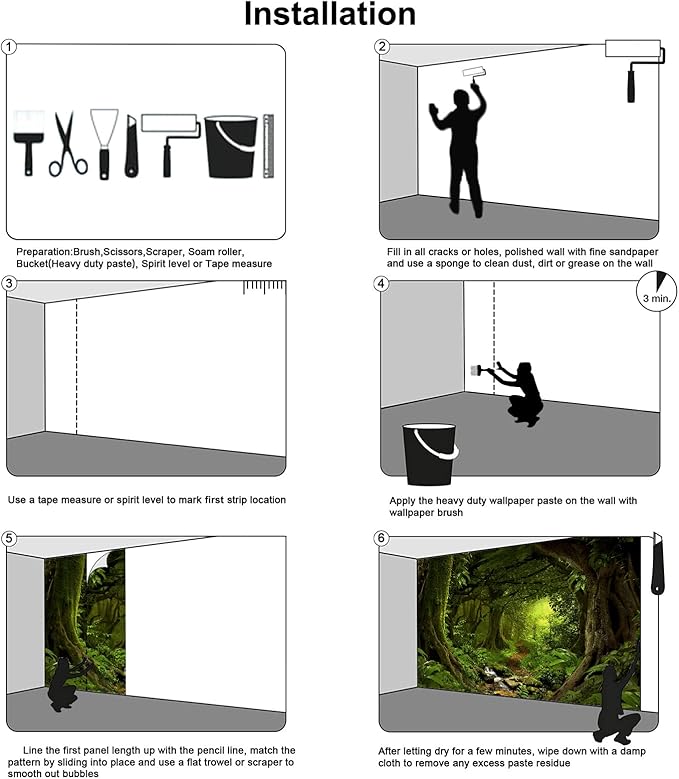 Bormia Fantasy Forest Wall Mural 108"x75" Large Photo Wallpaper Landscape Wall Decal for Livingroom Bedroom (Paste Not Included)