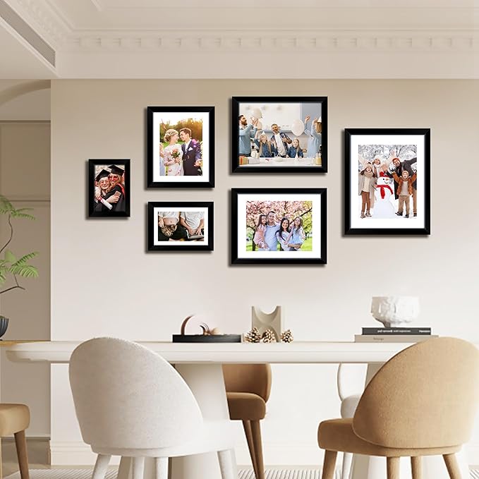 FIXSMITH 8x10 Picture Frame, Black Photo Frame with HD Plexiglass, Display Pictures 5x7 with Mat or 8x10 Without Mat, Picture Frames Collage for Tabletop or Wall Display, 1 Pack