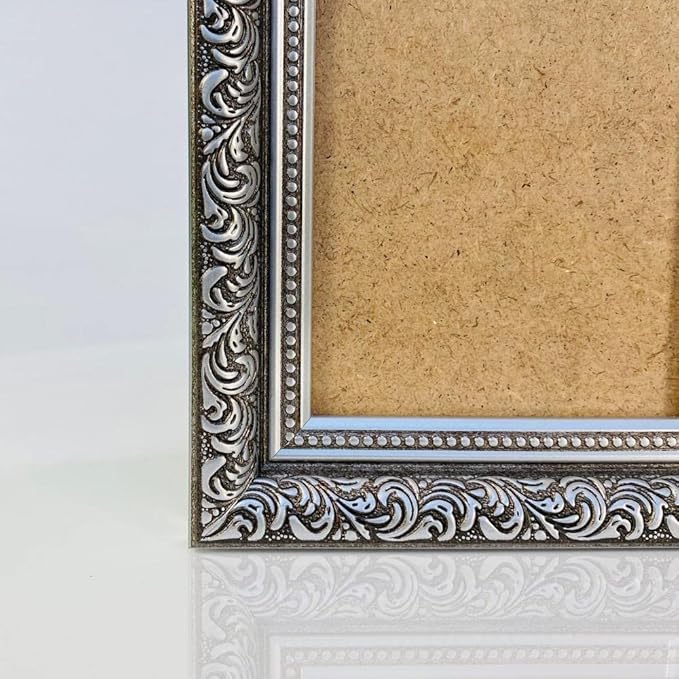 VictoR 8x12 Picture Frame Rubens Black Silver - Picture Frames 8x12 - with Shutterproof Acrylic Glass - Antique - Black 8 by 12 - only for hanging