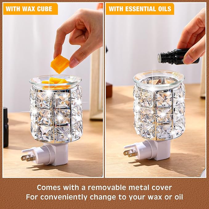 4 Pcs Wall Plug in Wax Warmer Crystal Fragrance Warmer Decorative Pluggable Wax Burner for Scented Wax Electric Wax Melt Plug in for Home Office, Spa, Bedroom, Kitchen, Bathroom