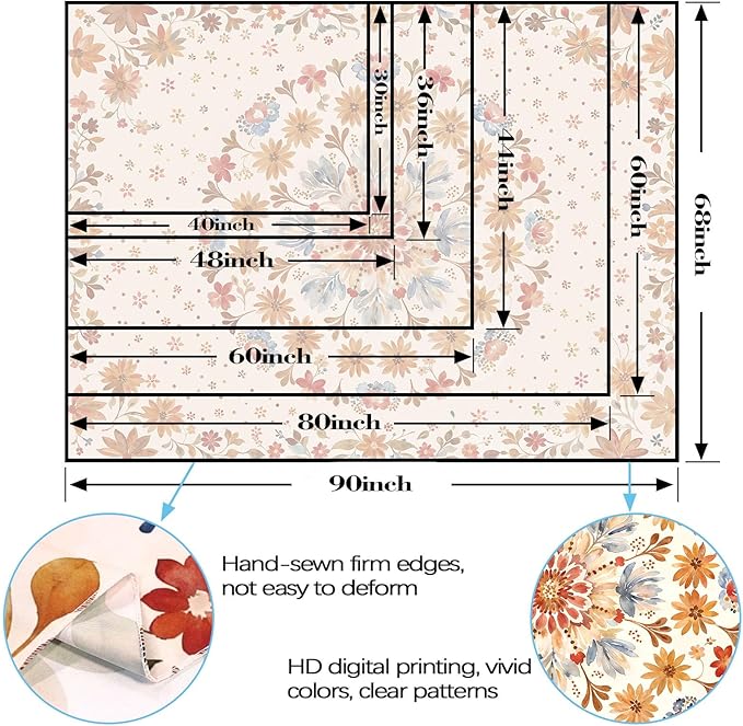 Fowocu Boho Floral Mandala Tapestry Wall Hanging Watercolor Bohemian Flower Medallion Tapestry Aesthetic Beige Orange Hippie Indian Large Tapestries for Bedroom Living Room Dorm Decor 80 x 60 Inch