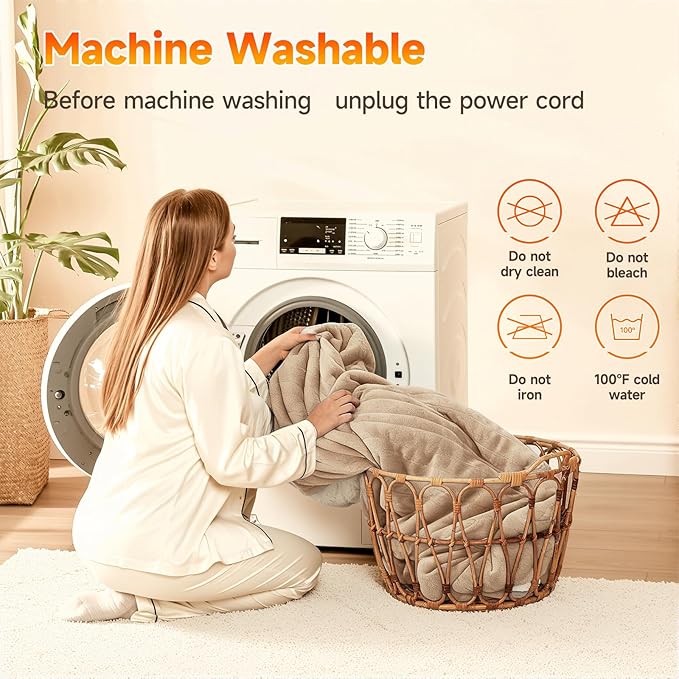 Heated Blanket Electric Blanket Queen Size 84"x90" Fast Heating Electric Blanket with Dual Control 10 Heat Levels & 10 Hours Auto-Off Overheat Protection Cozy Soft Flannel Heated Throw Blanket