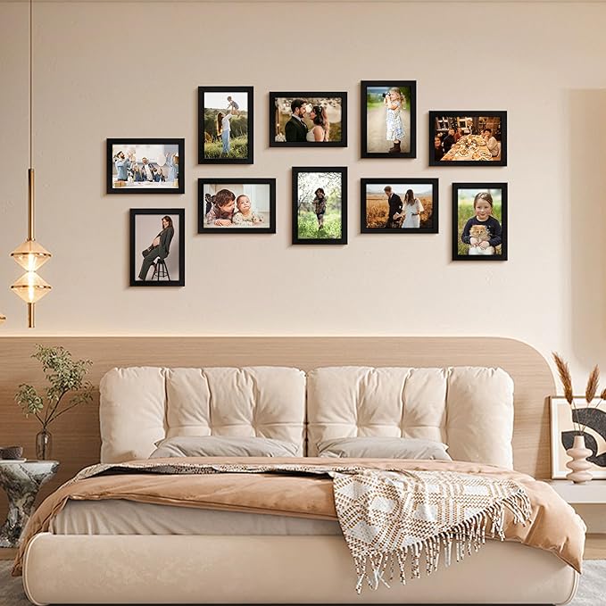 FIXSMITH 4x6 Picture Frame Set of 10, 4x6 Photo Frames Bulk with HD Plexiglass for Wall Hanging or Tabletop Display, Black