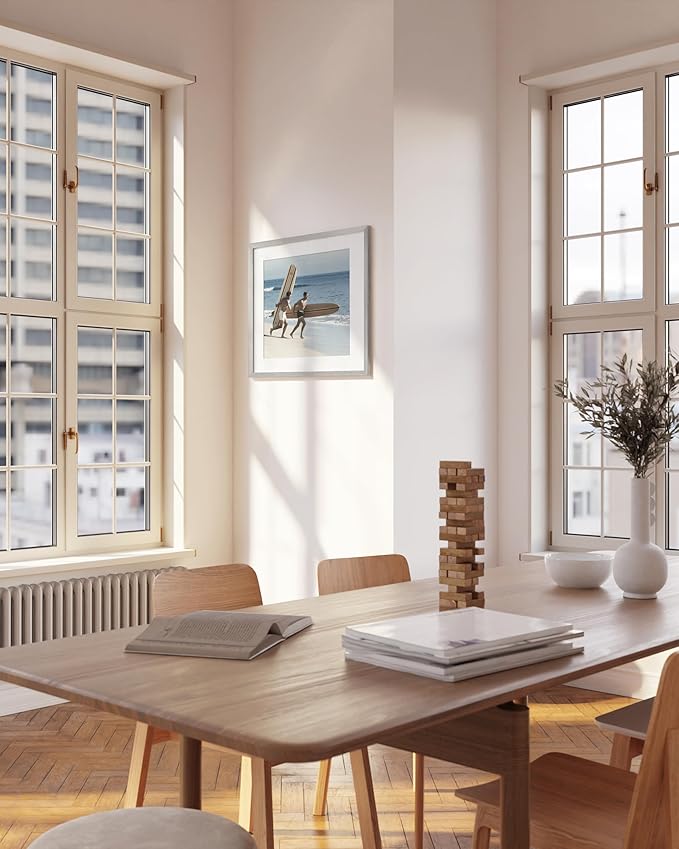 HAUS AND HUES 20x20 Silver Metal Picture Frame Matted to 16x16 - Premium Aluminum with Hanging Hardware, Shatterproof Plexiglass - Ideal for Home or Office (20x20 in, Silver, Set of 1)