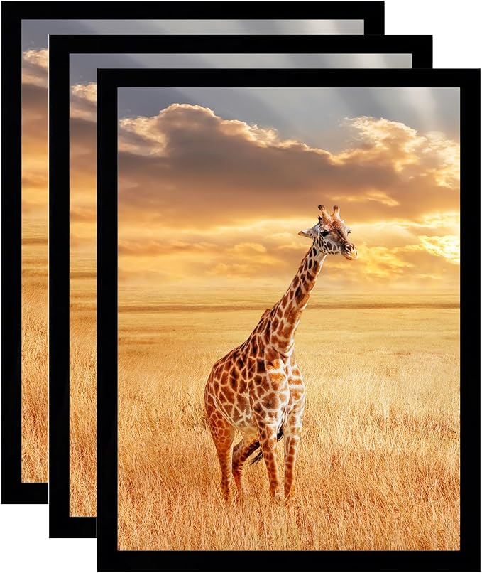 10 x13 Picture Frame Set of 3,Wooden Frame Black 10 x13 Wall Gallery Poster Photo frame with Durable Shatter Resistant Plexiglass,Horizontal and Vertical Formats for Wall Mounting best gift