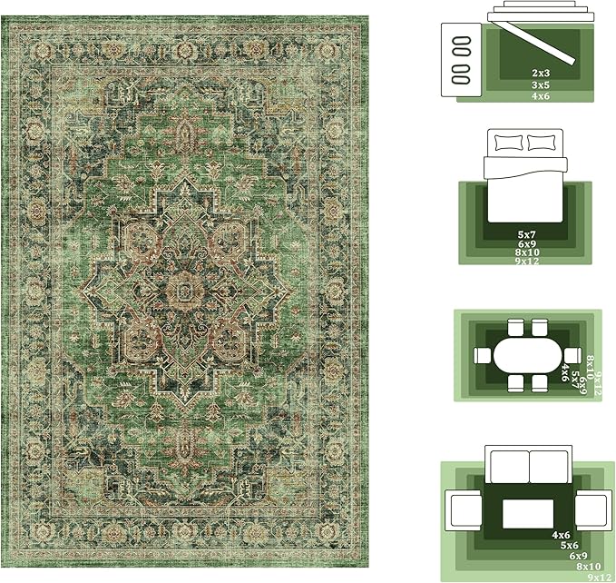 Area Rug 2x3 Entryway Rug Soft Washable Doormat Non Slip Low Pile Lightweight Carpets Indoor Faux Wool Small Rug for Entrance, Kitchen, Bedroom, Living Room