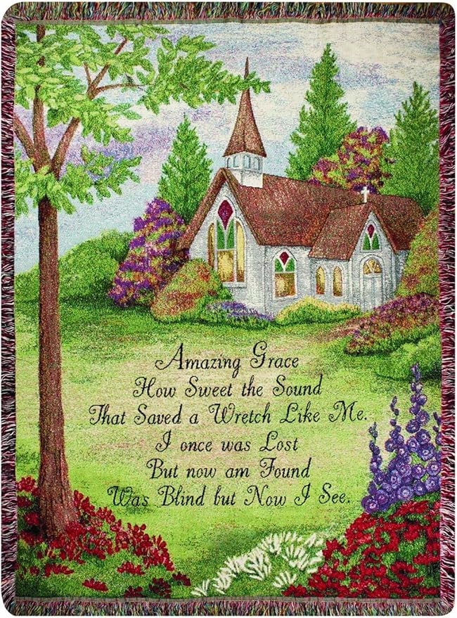 Manual 50 x 60-Inch Tapestry Throw with Fringe, Scenic Amazing Grace