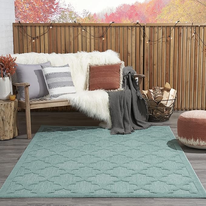 Nourison Home Easy Care 4' x 6' Aqua/Teal Indoor/Outdoor Rug