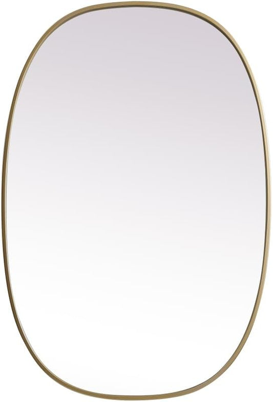 Gleam, Metal Frame Oval Mirror 27X40 Inch in, Modern, Brass
