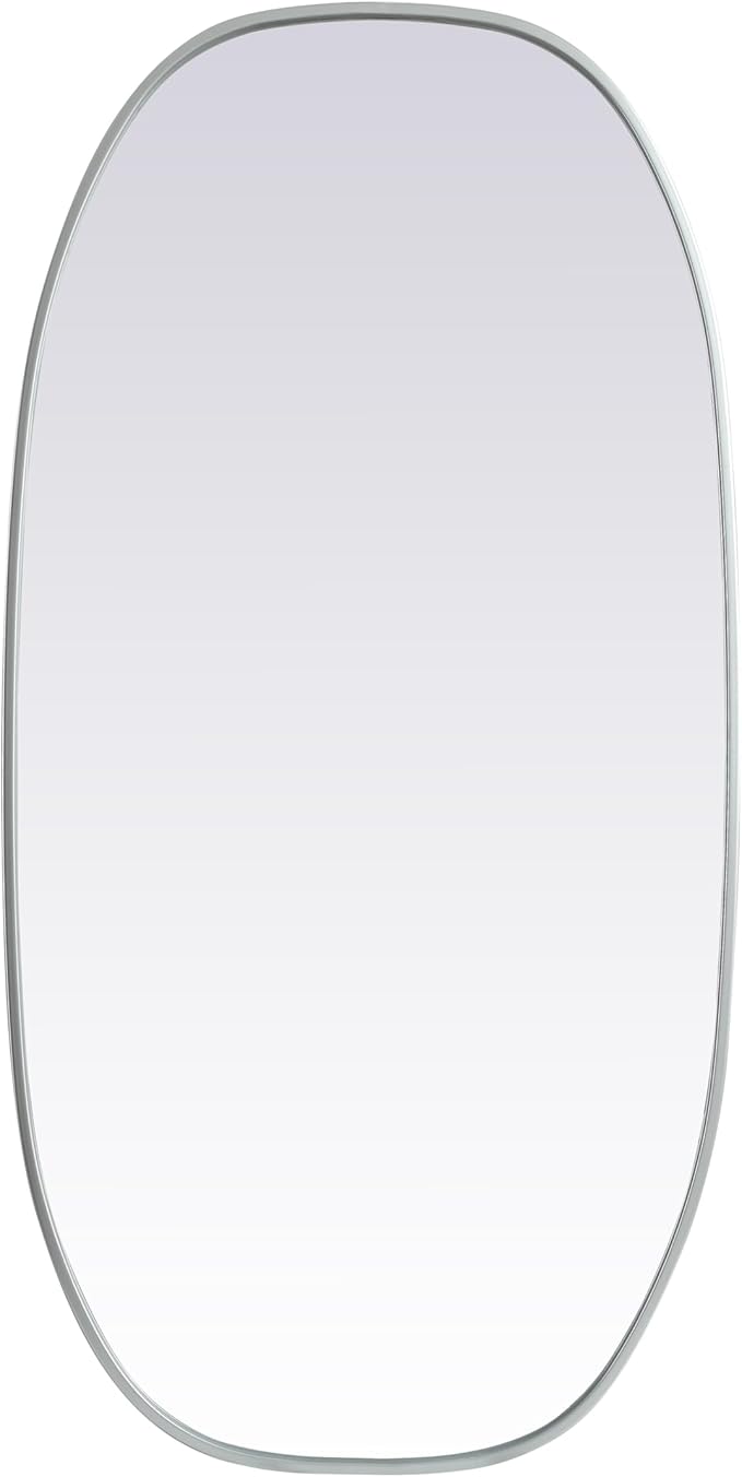 Gleam, Metal Frame Oval Mirror 24X48 Inch in, Modern, Silver