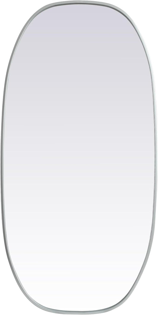 Gleam, Metal Frame Oval Mirror 24X48 Inch in, Modern, Silver