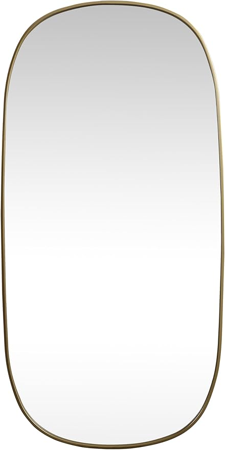 Gleam, Metal Frame Oval Mirror 30X60 Inch in, Modern, Brass