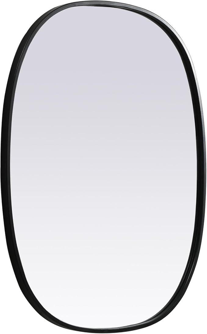 Gleam, Metal Frame Oval Mirror 24X30 Inch in, Modern, Black