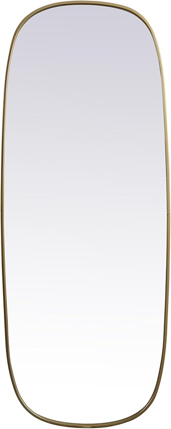 Gleam, Metal Frame Oval Mirror 24X60 Inch in, Modern, Brass