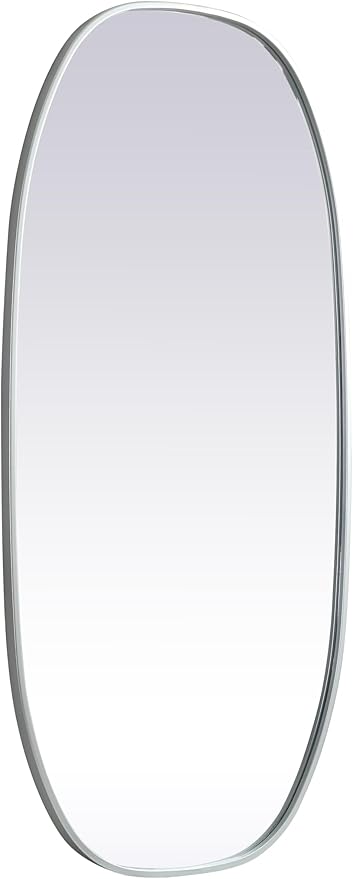 Gleam, Metal Frame Oval Mirror 24X48 Inch in, Modern, Silver