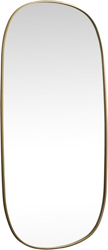 Gleam, Metal Frame Oval Mirror 30X60 Inch in, Modern, Brass