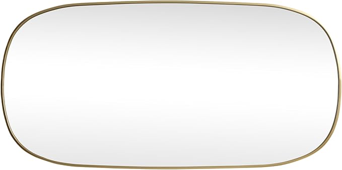 Gleam, Metal Frame Oval Mirror 30X60 Inch in, Modern, Brass