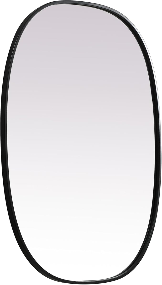 Gleam, Metal Frame Oval Mirror 27X36 Inch in, Modern, Black