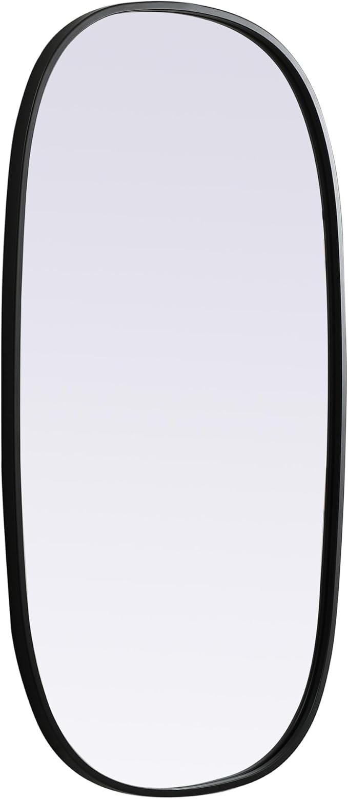 Gleam, Metal Frame Oval Mirror 20X36 Inch in, Modern, Black