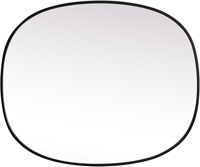 Gleam, Metal Frame Oval Mirror 30X36 Inch in, Modern, Black