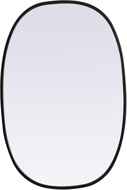 Gleam, Metal Frame Oval Mirror 20X30 Inch in, Modern, Black