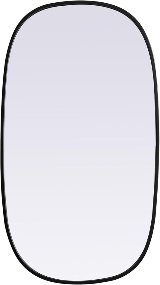 Gleam, Metal Frame Oval Mirror 20X36 Inch in, Modern, Black