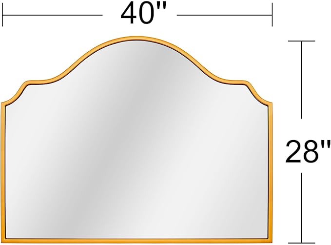 Chende Gold Arched Mirror, Large Wall Mirror for Fireplace Decor with Wooden Frame, 40'' x 28'' Elegant Decorative Mirror for Living Room, Dining Room, Entryway