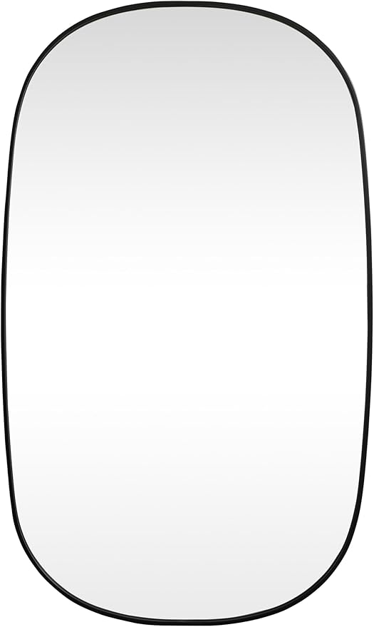 Gleam, Metal Frame Oval Mirror 36X60 Inch in, Modern, Black