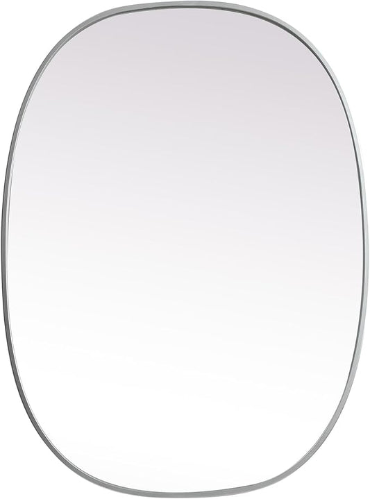 Gleam, Metal Frame Oval Mirror 27X36 Inch in, Modern, Silver