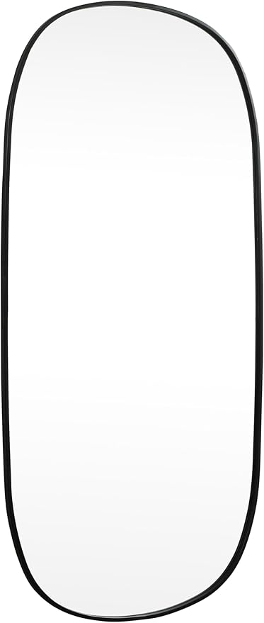Gleam, Metal Frame Oval Mirror 30X60 Inch in, Modern, Black