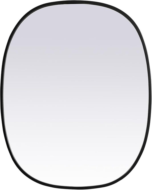 Gleam, Metal Frame Oval Mirror 24X30 Inch in, Modern, Black