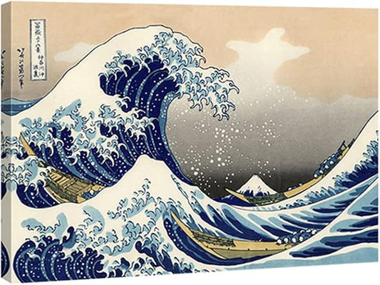 Wieco Art Canvas Prints Wall Art Ocean Beach Picture Paintings for Home Office Decorations Wall Decor Great Wave of Kanagawa Katsushika Hokusai Modern Stretched and Framed Landscape Sea Artwork