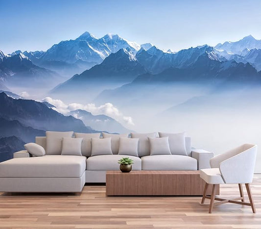 Misty Mountain Peak Wallpaper Natural Landscape Murals for Bedroom Living Room Sofa TV Background Wall (not self-Adhesive)