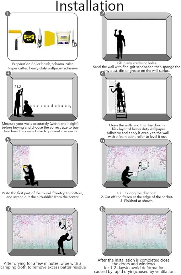 Hazy Pink Leaves and Greenery Wallpaper, Large Art Wall murals for Bedroom, Living Room, Bath Room backdrops(Non-self-Adhesive)