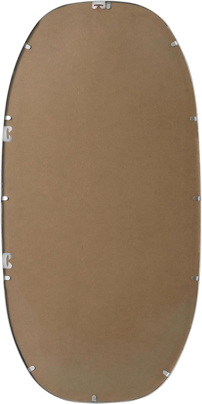 Gleam, Metal Frame Oval Mirror 24X48 Inch in, Modern, Silver