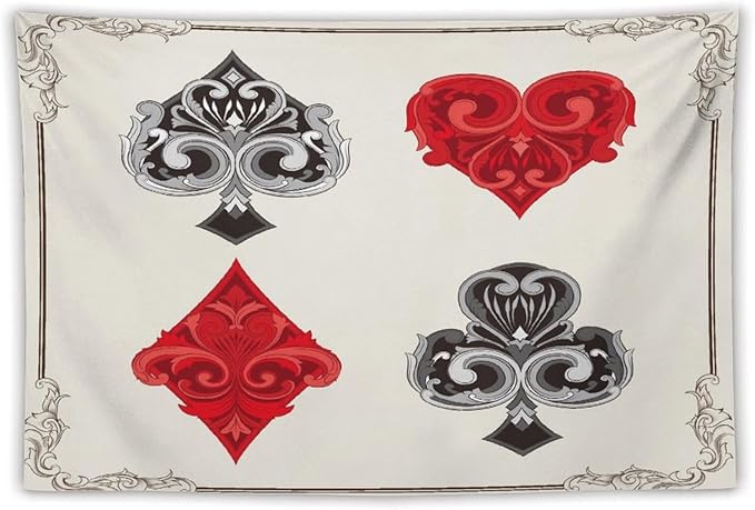 ZhiRain Poker Tapestry Wall Hanging 3D Playing Cards Casino Chips Gambling Tapestries Home Decor for Living Room Bedroom Farmhouse Apartment Dorm 40"x60"